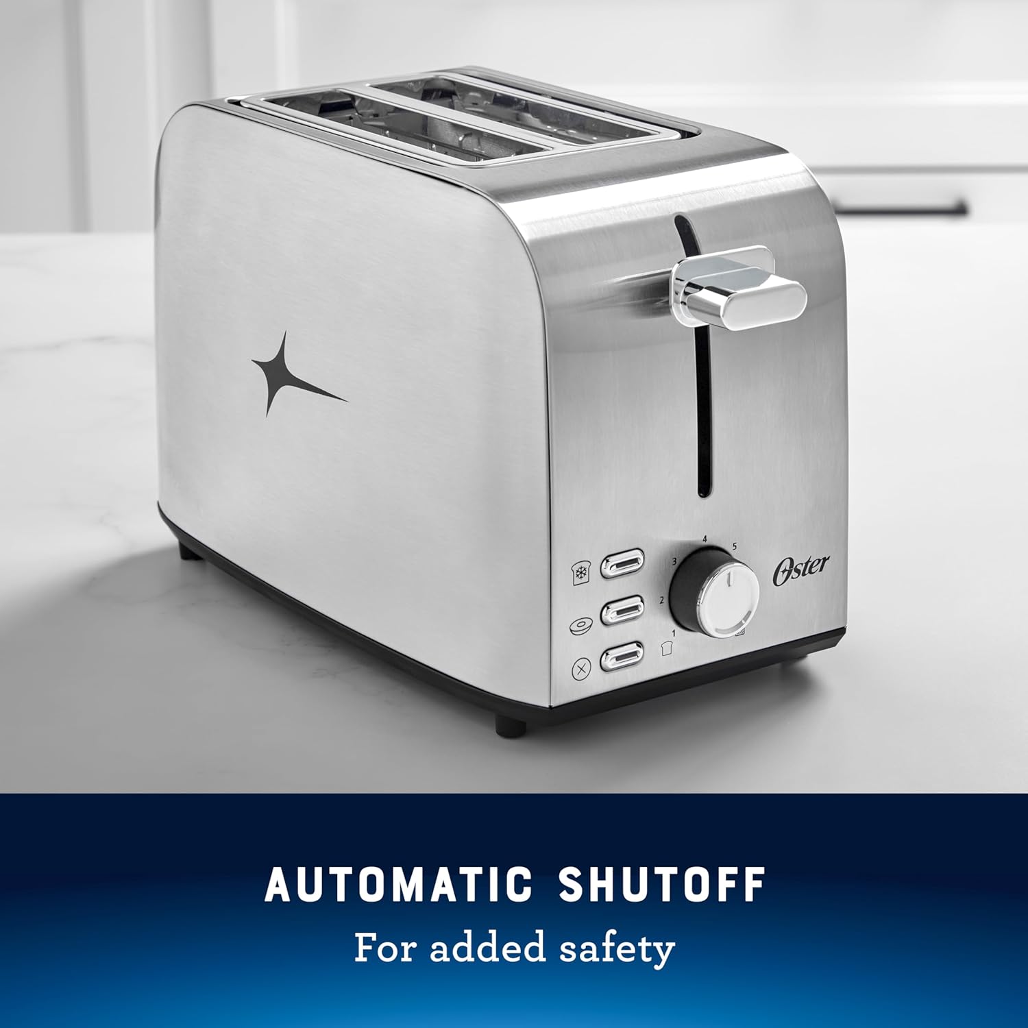 Stainless Steel Oster 2-Slice Toaster with Extra Wide Slots for Easy Toasting