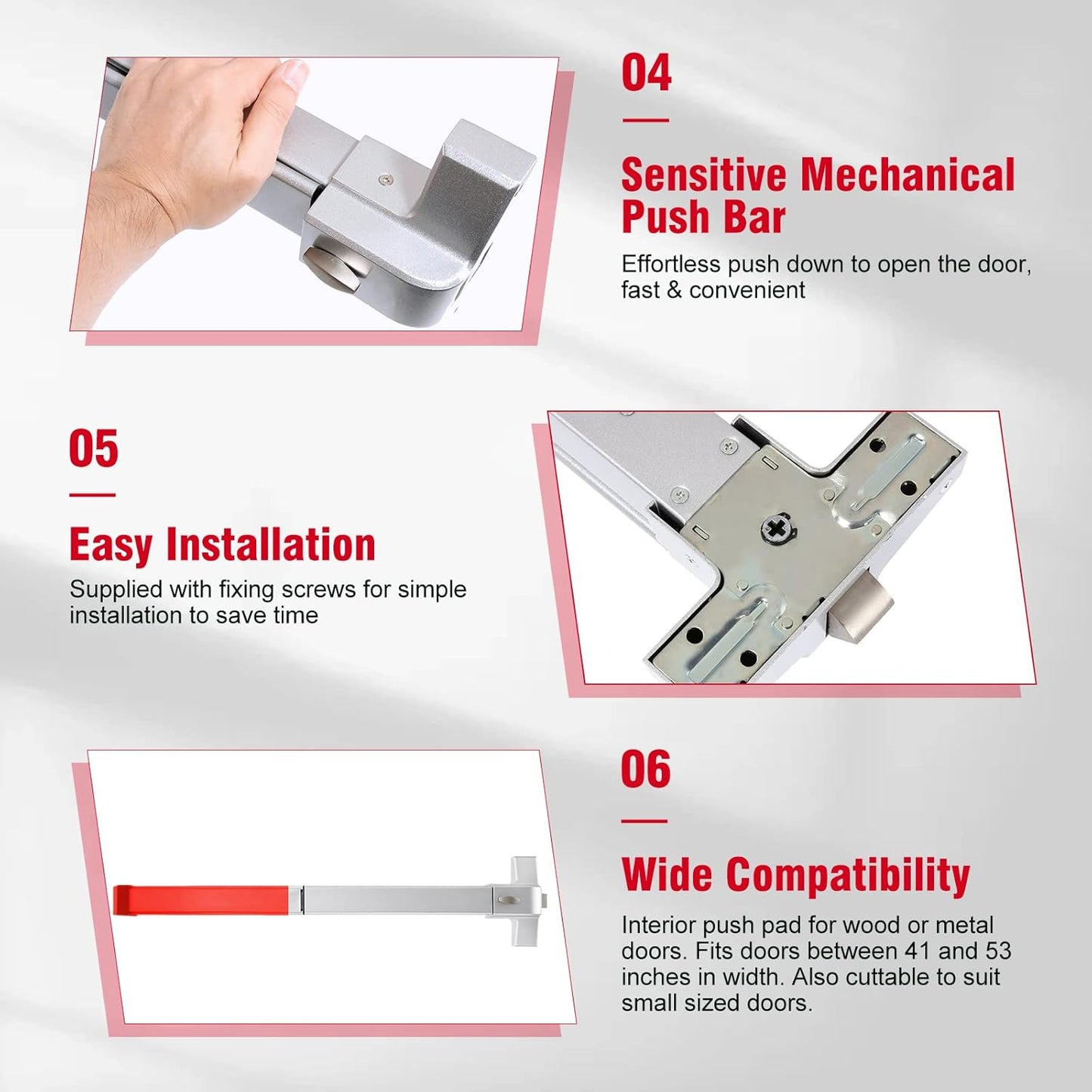 Stainless Steel Panic Bars for Commercial Exit Doors - Emergency Door Hardware for Wood and Metal Doors