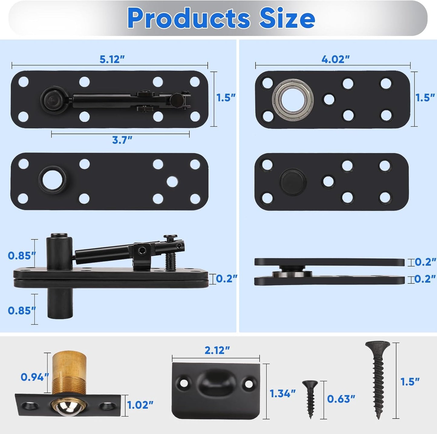 Stainless Steel Pivot Hinge for Hidden Doors - 570Lbs Load-Bearing, 360° Rotation Swinging Hinge for Secret Bookcase or Concealed Door