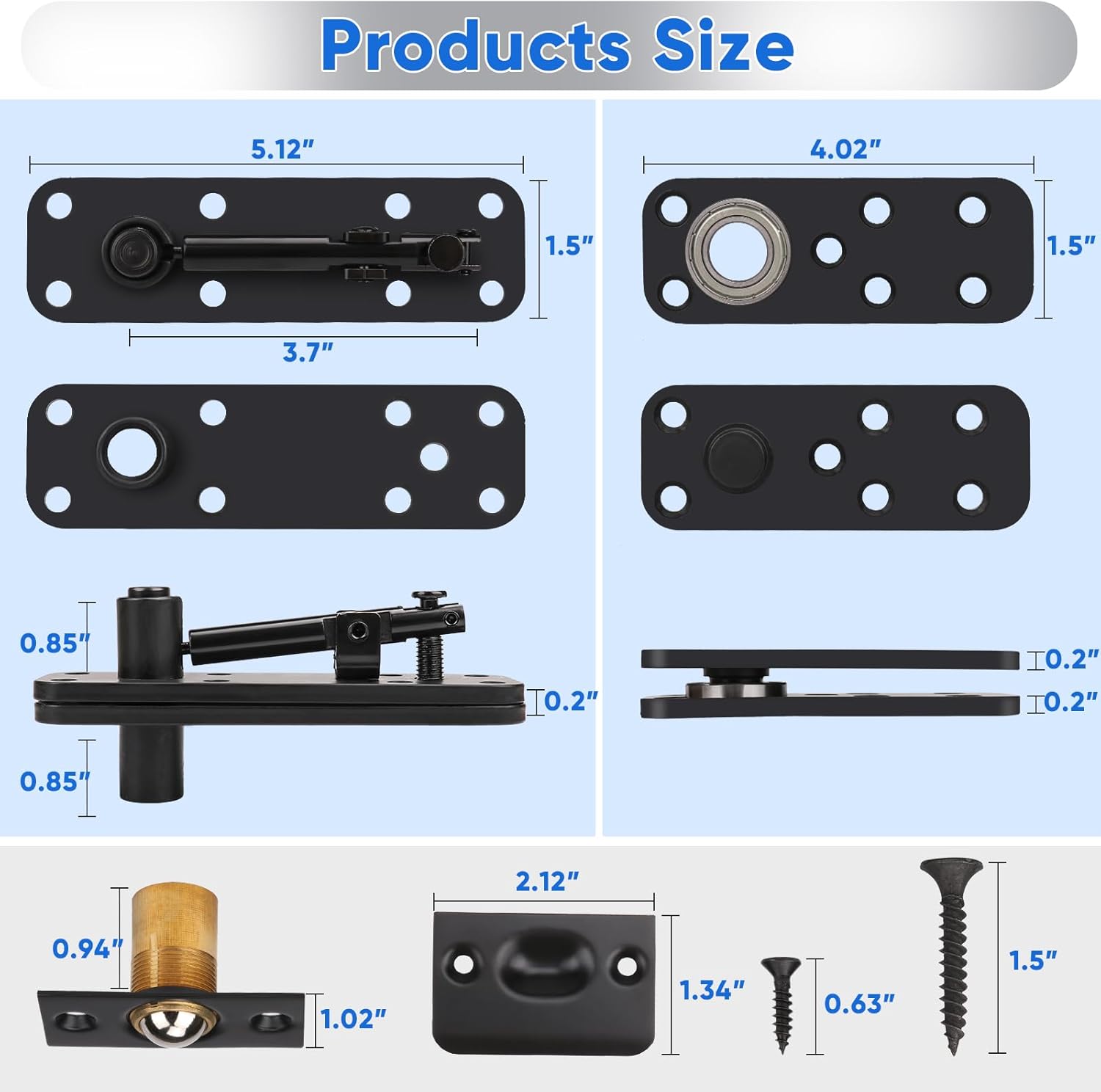Stainless Steel Pivot Hinge for Hidden Doors - 570Lbs Load-Bearing, 360° Rotation Swinging Hinge for Secret Bookcase or Concealed Door