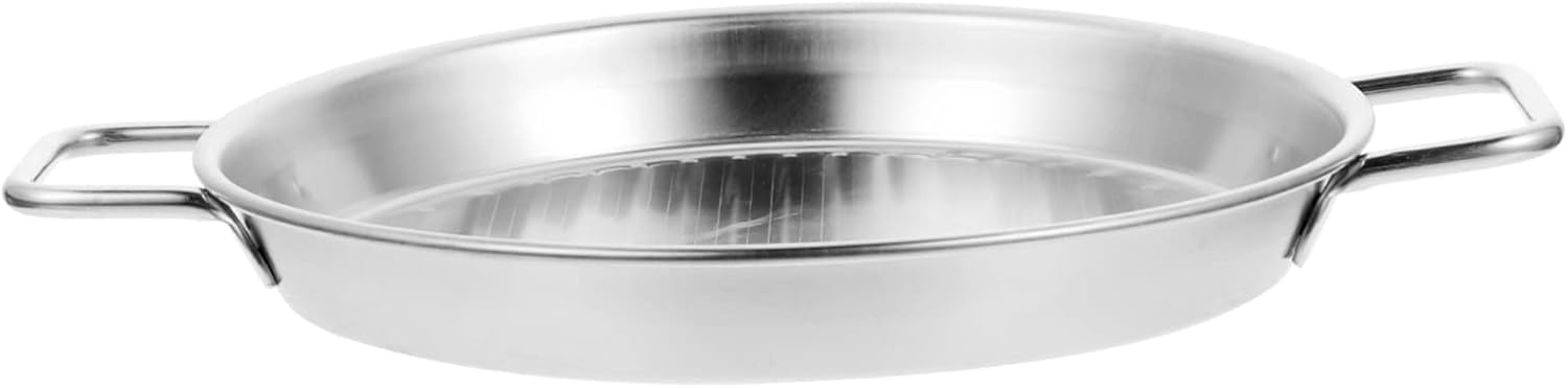 Stainless Steel Pizza Baking Pan with Handles - Round Oven Tray for Home & Restaurant Use - Non-Stick Coating, Multi-Function Baking Sheet