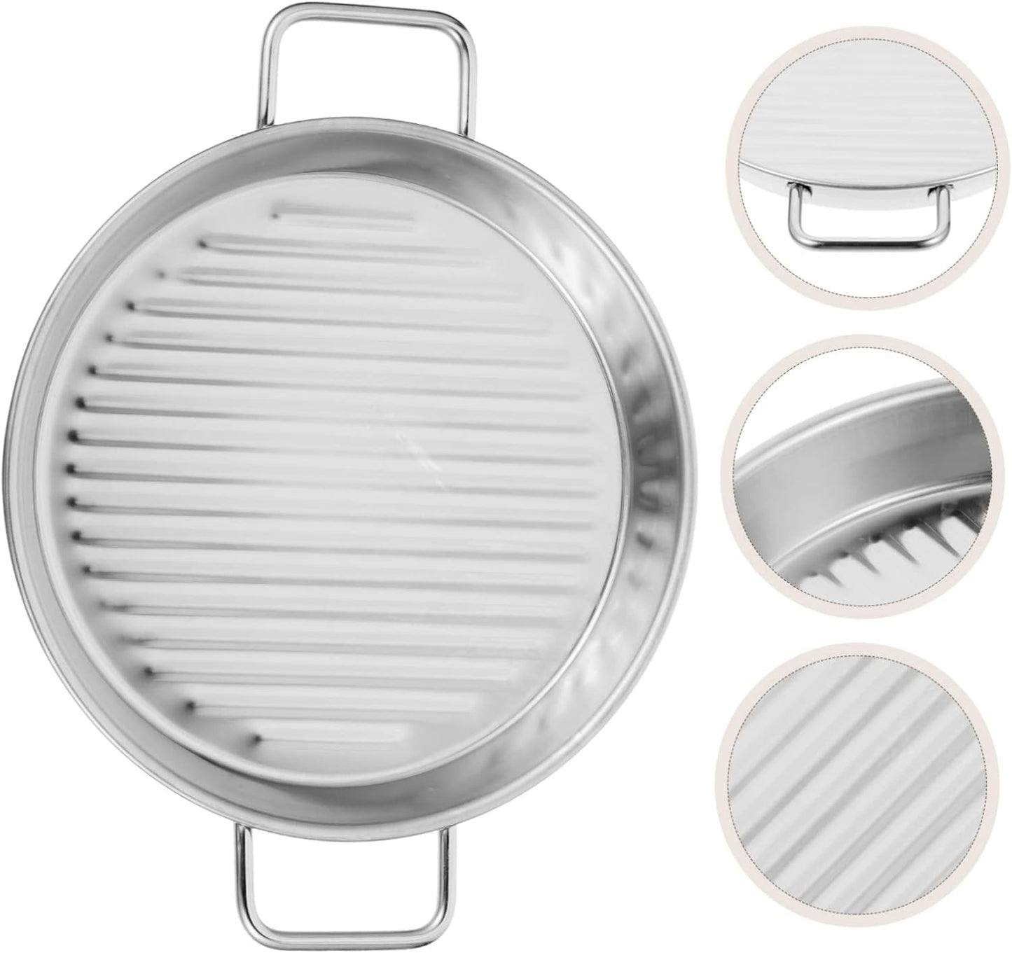 Stainless Steel Pizza Baking Pan with Handles - Round Oven Tray for Home & Restaurant Use - Non-Stick Coating, Multi-Function Baking Sheet