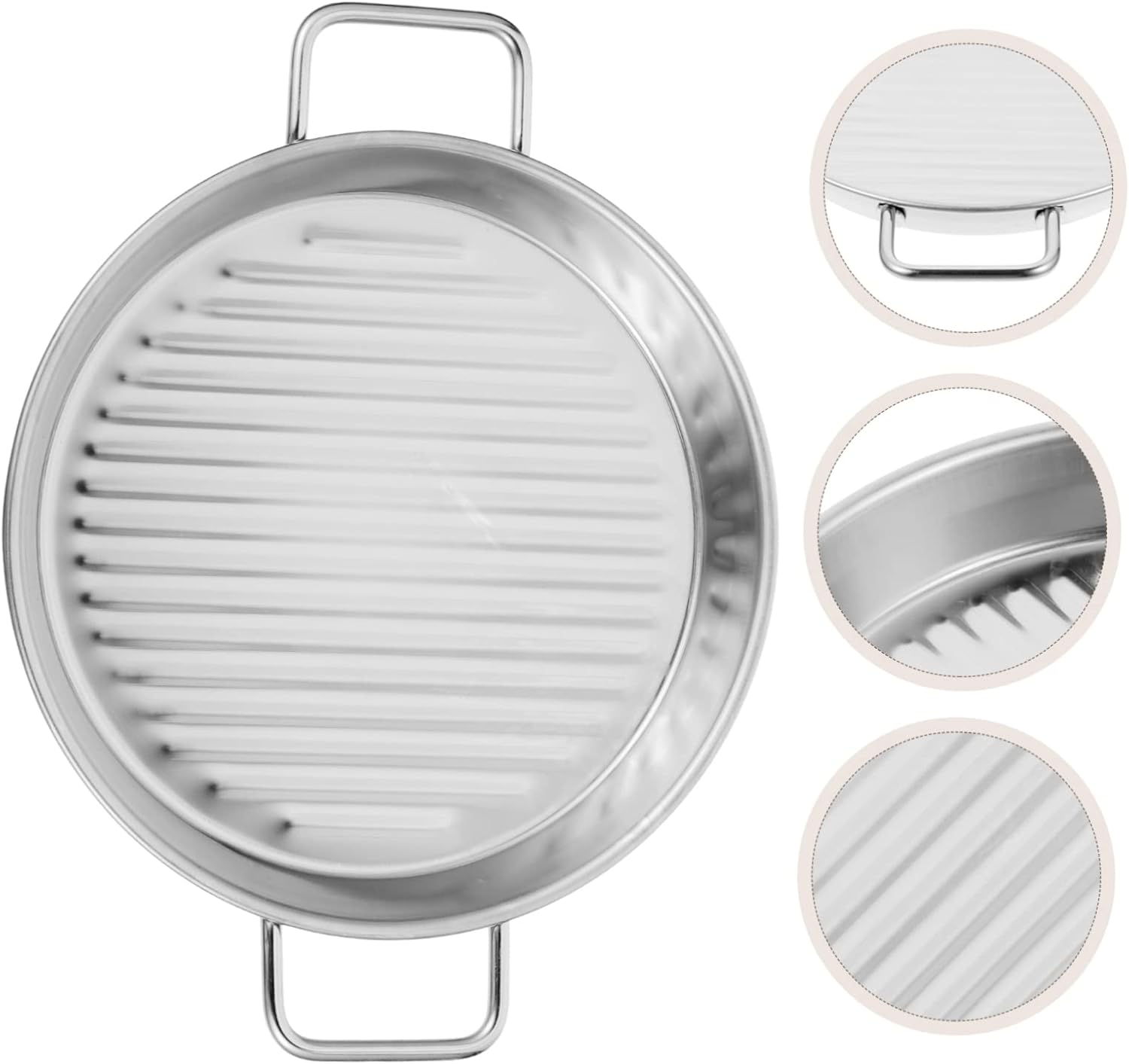 Stainless Steel Pizza Baking Pan with Handles - Round Oven Tray for Home & Restaurant Use - Non-Stick Coating, Multi-Function Baking Sheet