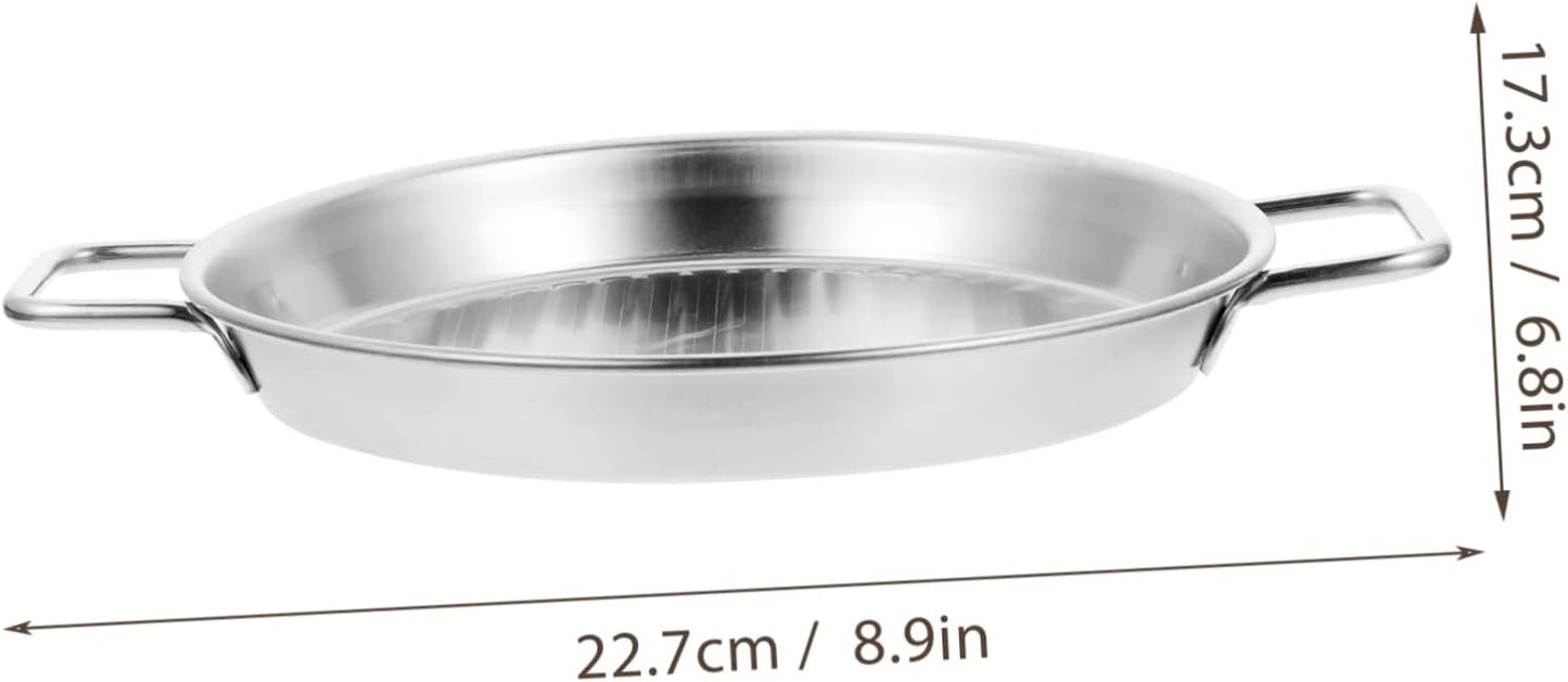 Stainless Steel Pizza Baking Pan with Handles - Round Oven Tray for Home & Restaurant Use - Non-Stick Coating, Multi-Function Baking Sheet