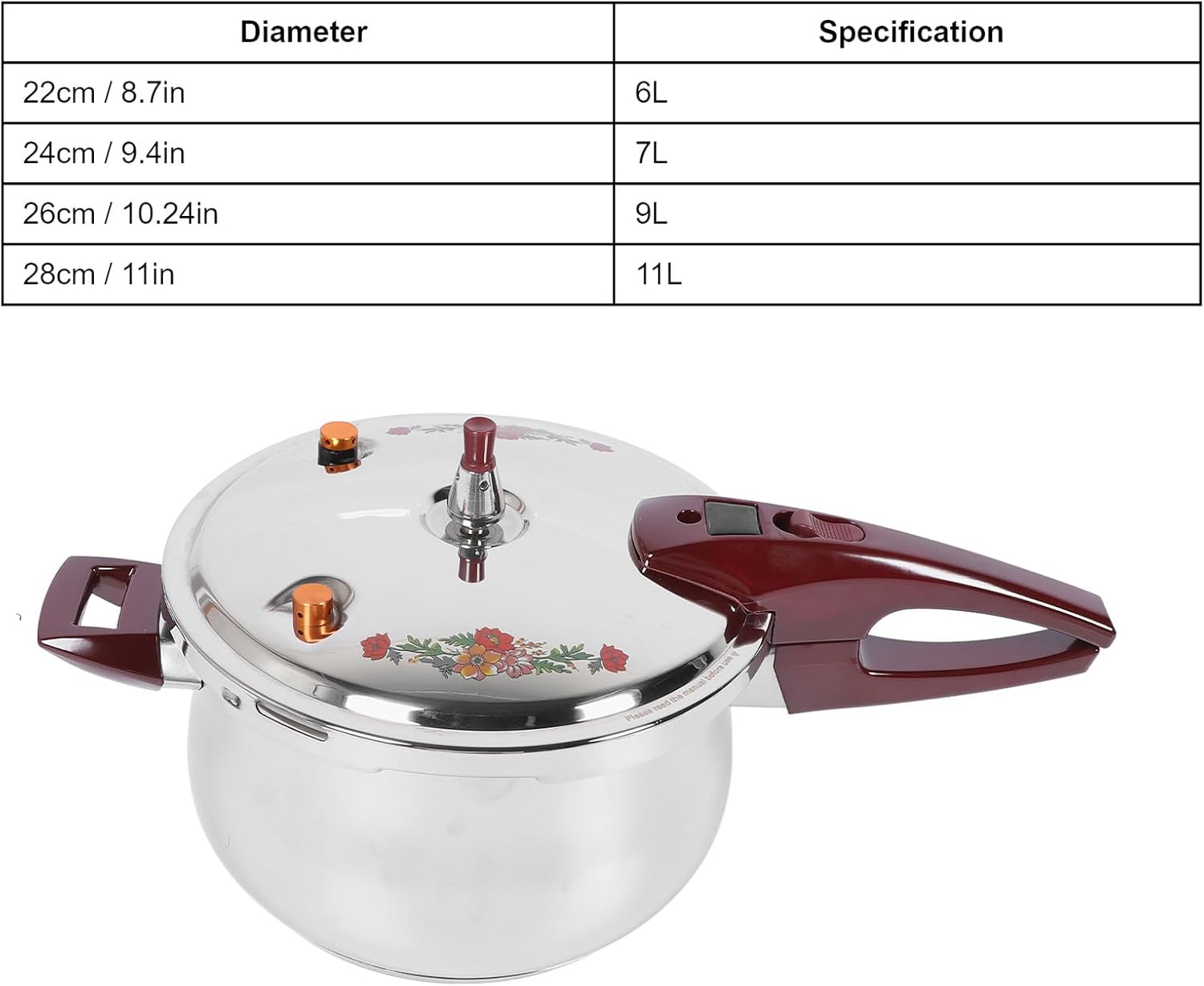 Stainless Steel Pressure Cooker 80KPA with Safety Valve, 6L Capacity for Gas & Induction Cooktops