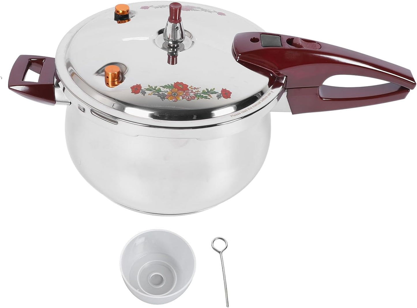 Stainless Steel Pressure Cooker 80KPA with Safety Valve, 6L Capacity for Gas & Induction Cooktops