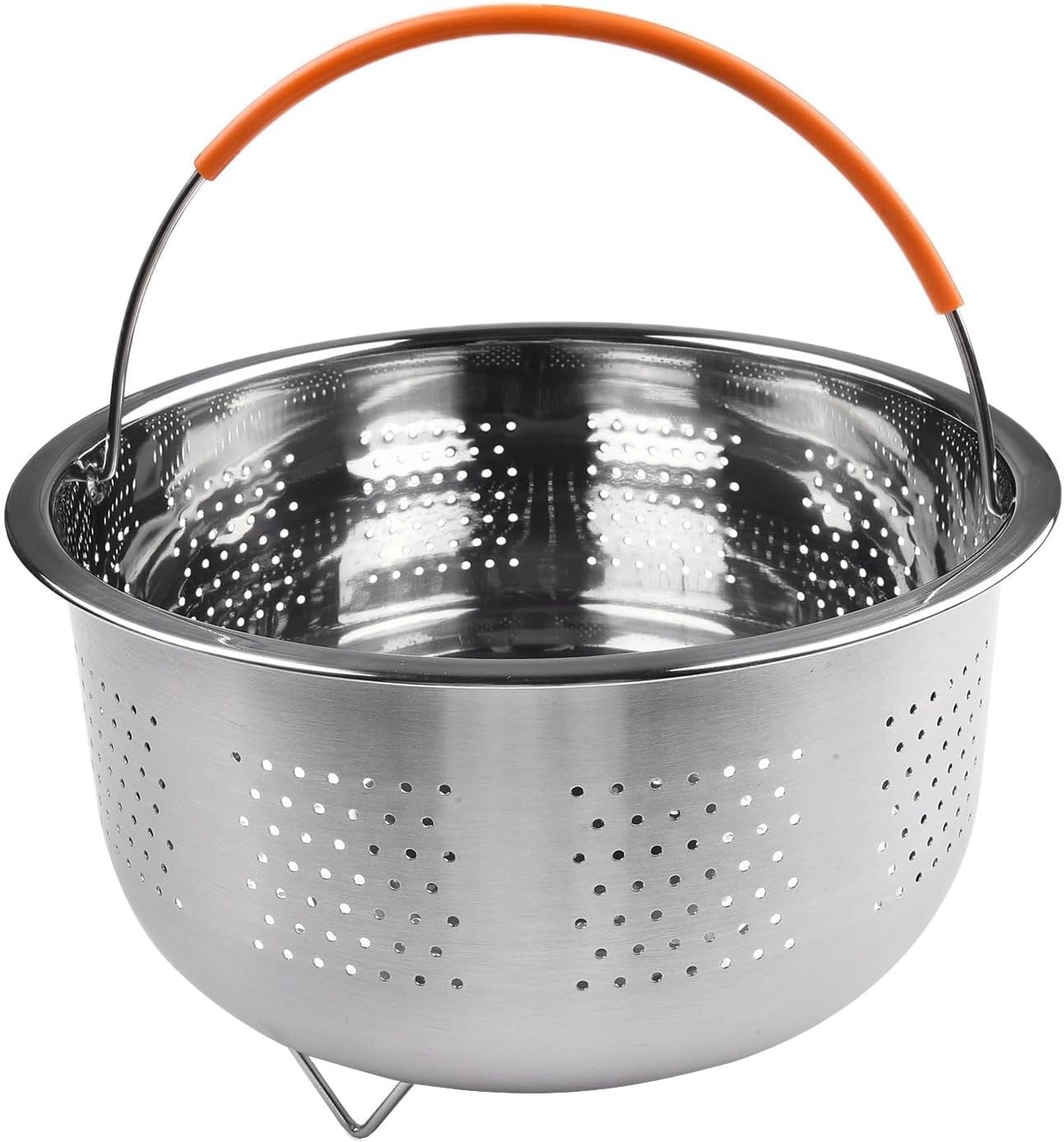 Stainless Steel Pressure Cooker Steamer Insert with Silicone Handle - Ideal for Steaming Vegetables, Eggs, Rice, and Meat (21.5cm)