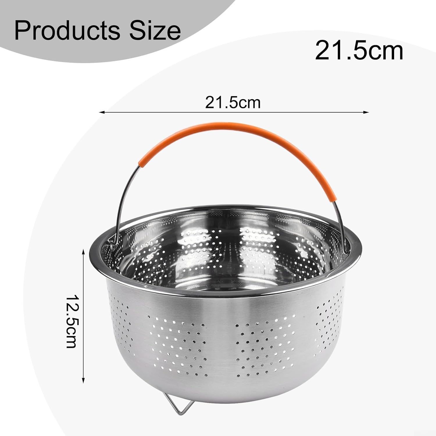 Stainless Steel Pressure Cooker Steamer Insert with Silicone Handle - Ideal for Steaming Vegetables, Eggs, Rice, and Meat (21.5cm)