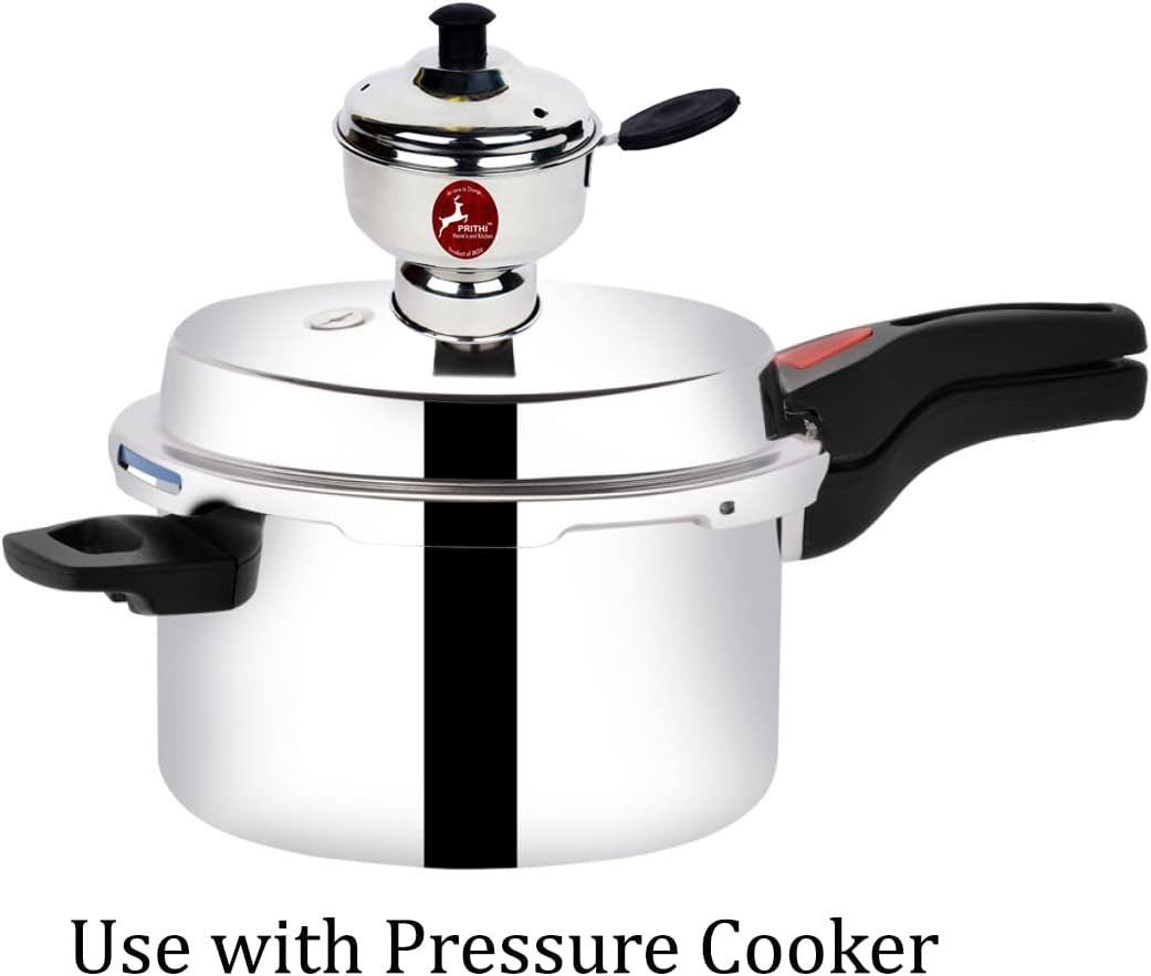 Stainless Steel Puttu Maker Combo Set - 1.5 L Puttu Kudam & Chiratta Puttu Steamer by Prithi Home's and Kitchen