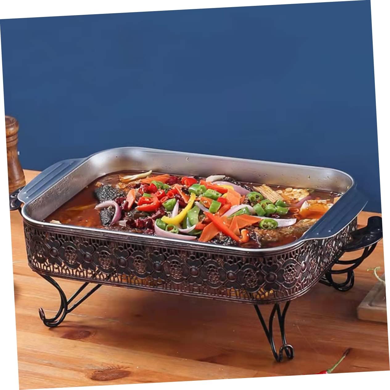 Stainless Steel Rectangular Baking Dish with Double Handles - 4.1L Capacity - Safe for Microwave, Oven & Steamer - Easy to Clean - Ideal for 3-4 Person Size Cookware