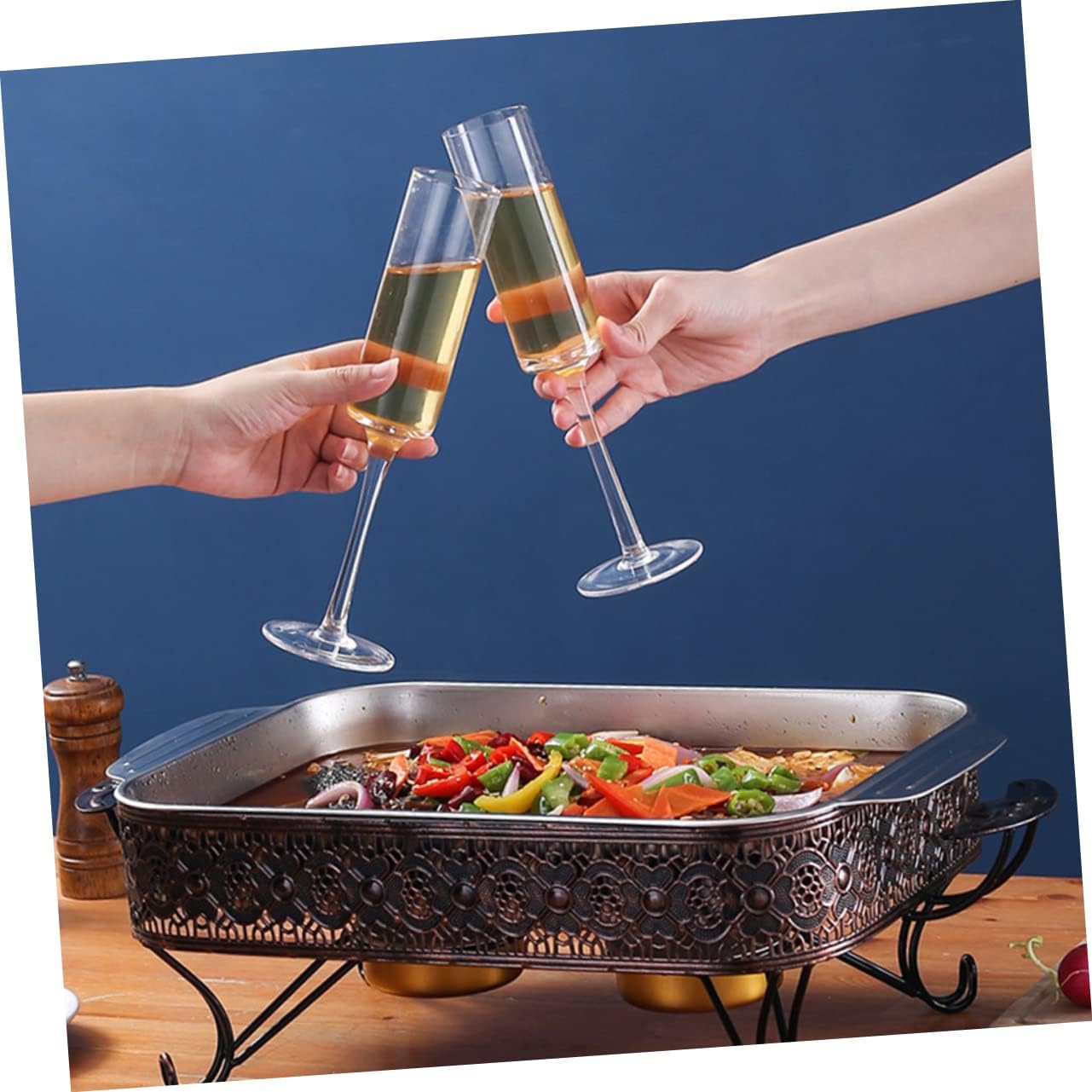 Stainless Steel Rectangular Baking Dish with Double Handles - 4.1L Capacity - Safe for Microwave, Oven & Steamer - Easy to Clean - Ideal for 3-4 Person Size Cookware