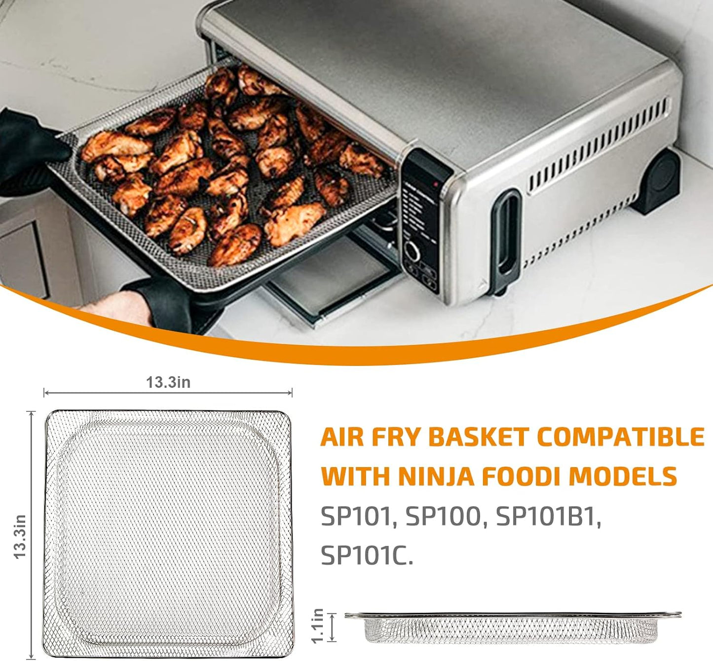 Stainless Steel Replacement Air Fryer Basket for Ninja Foodi SP101 Air Fry Oven - Compatible with SP100, SP101B1, SP101C