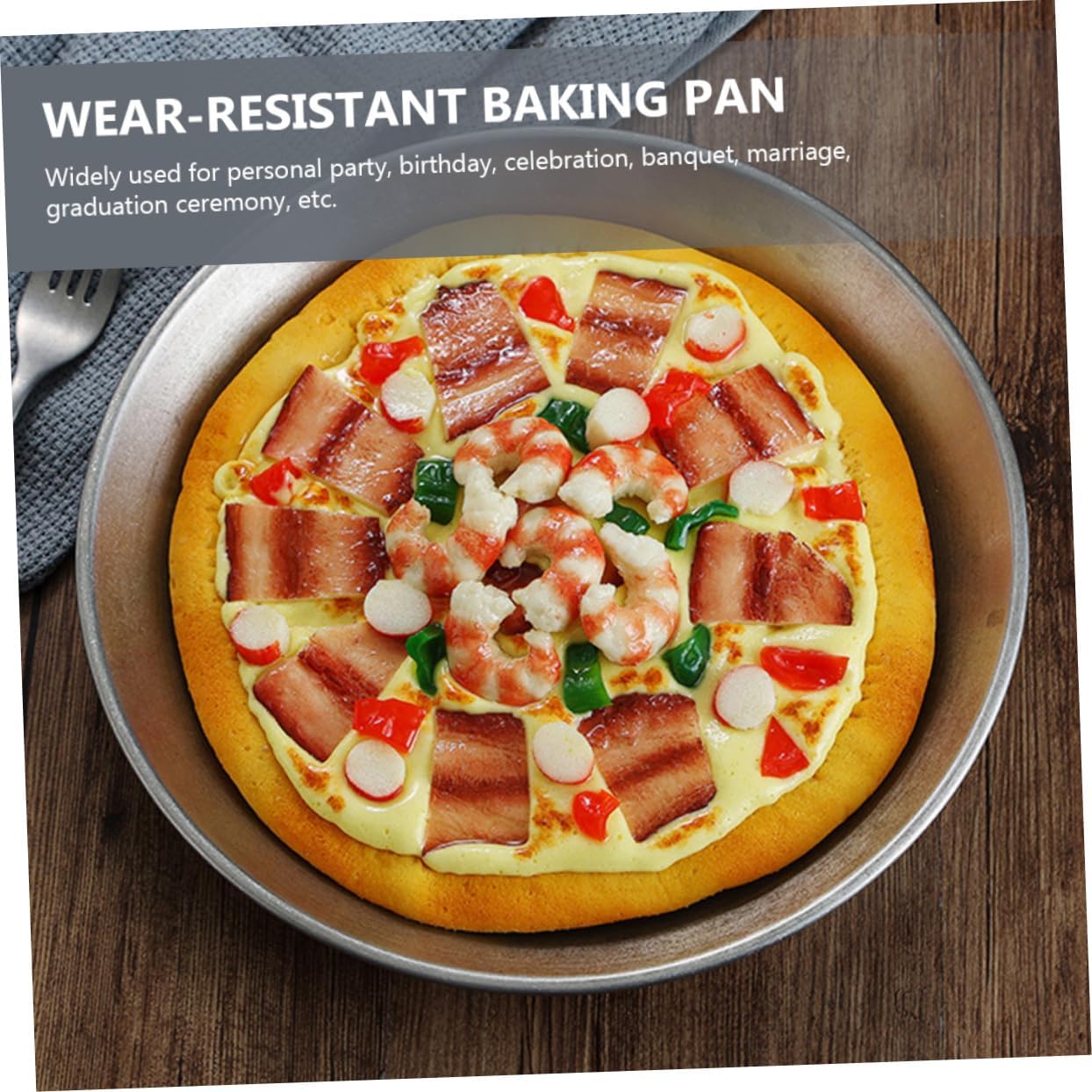 Stainless Steel Reusable Round Baking Pan for Pizza Oven - Kitchen Pizza Tray with Lid for Storage and Serving