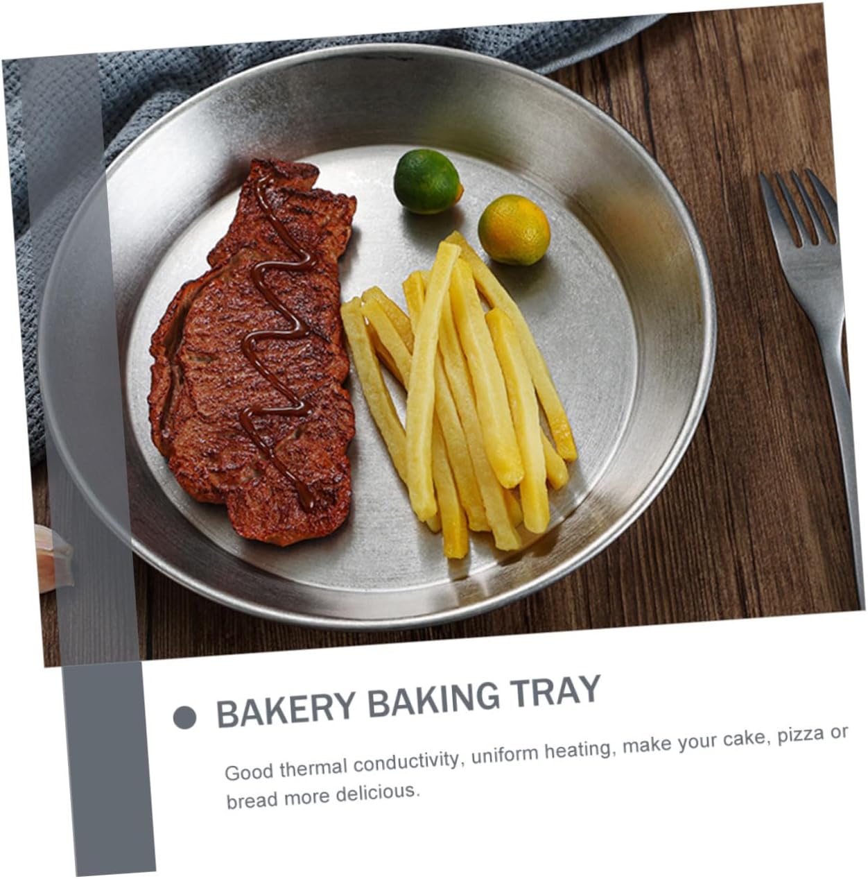 Stainless Steel Reusable Round Baking Pan for Pizza Oven - Kitchen Pizza Tray with Lid for Storage and Serving