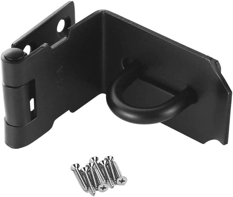 Stainless Steel Right Angle Padlock Hasp Locking Latch for Security Door - Matte Black Finish, 2mm Thick - Ideal for Push/Sliding/Barn Door