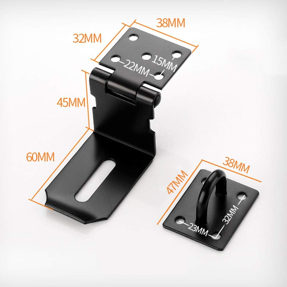 Stainless Steel Right Angle Padlock Hasp Locking Latch for Security Door - Matte Black Finish, 2mm Thick - Ideal for Push/Sliding/Barn Door