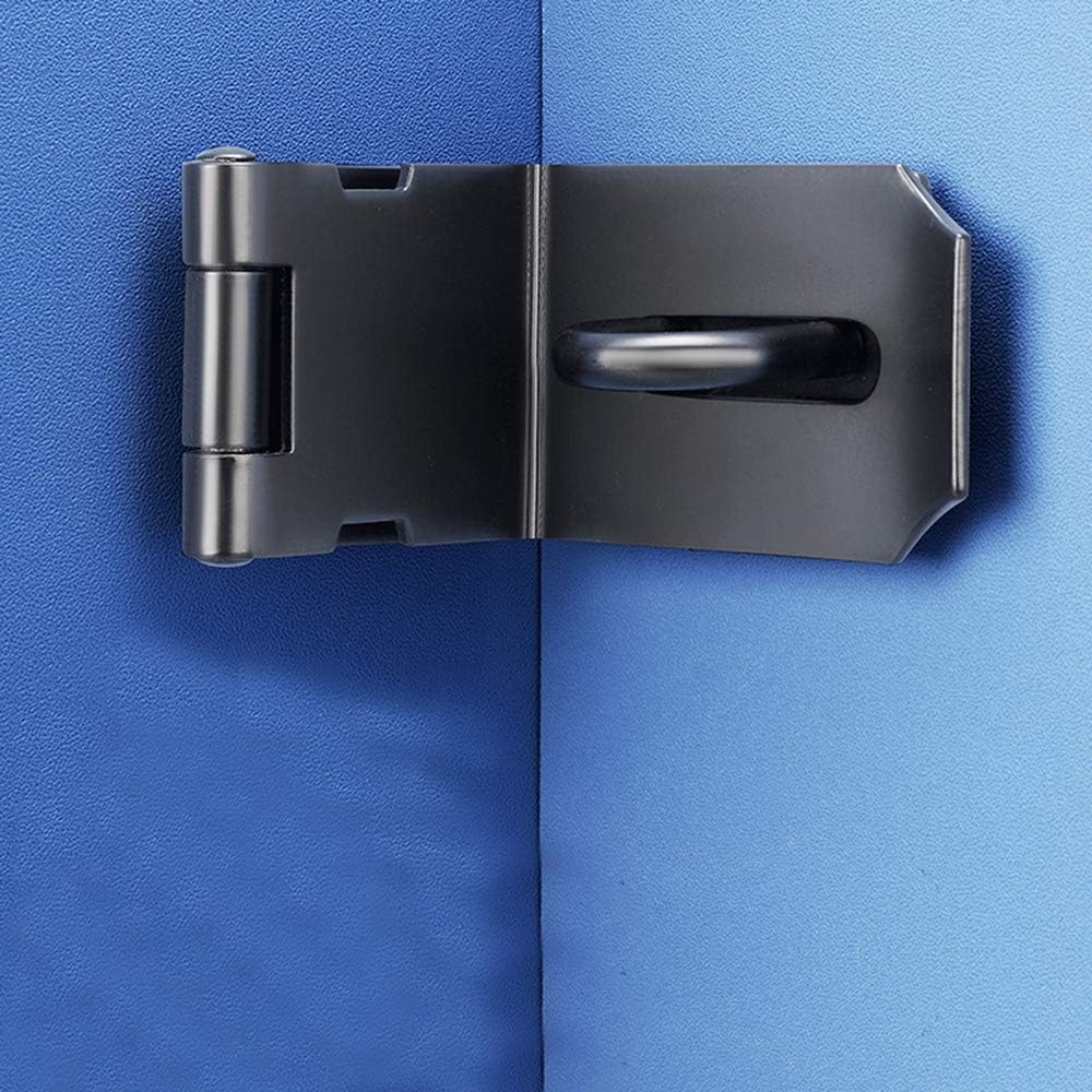 Stainless Steel Right Angle Padlock Hasp Locking Latch for Security Door - Matte Black Finish, 2mm Thick - Ideal for Push/Sliding/Barn Door