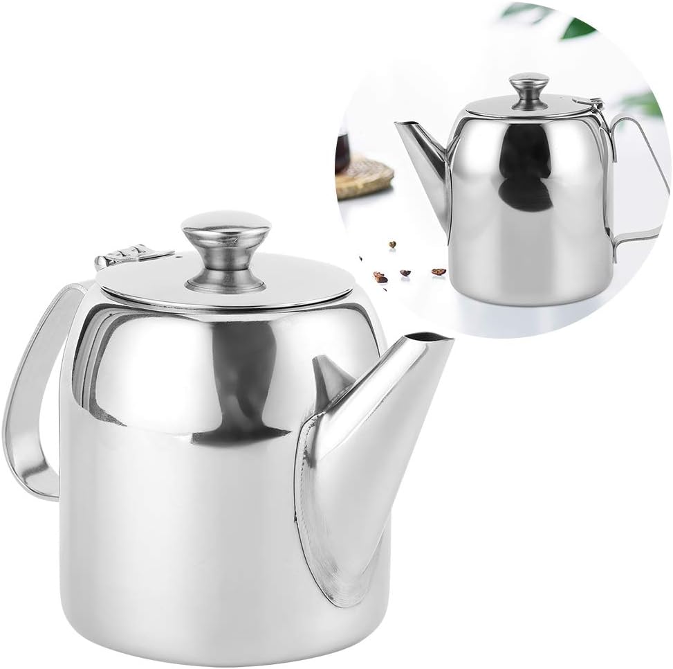 Stainless Steel Round Coffee Teapot Kettle with Short Spout (850ml/32oz) for Home, Restaurant, Hotel - #2