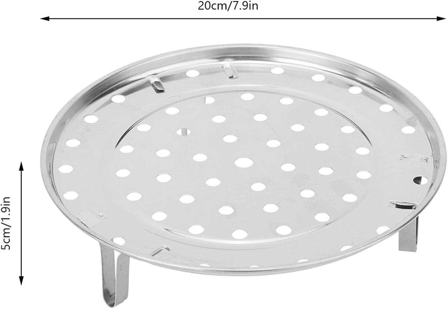 Stainless Steel Round Steam Rack Tray Insert with Supporting Feet (20cm) for Pots and Pans - Cooking Accessory Shelf for Steaming