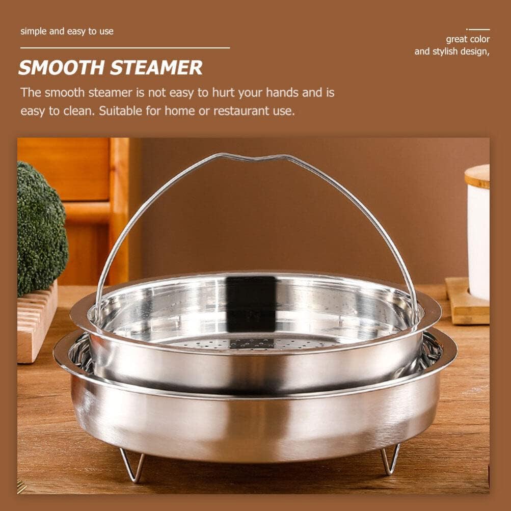 Stainless Steel Round Steamer Basket with Handle for Cooking Veggie, Fish, Seafood, Dumplings - 22CM
