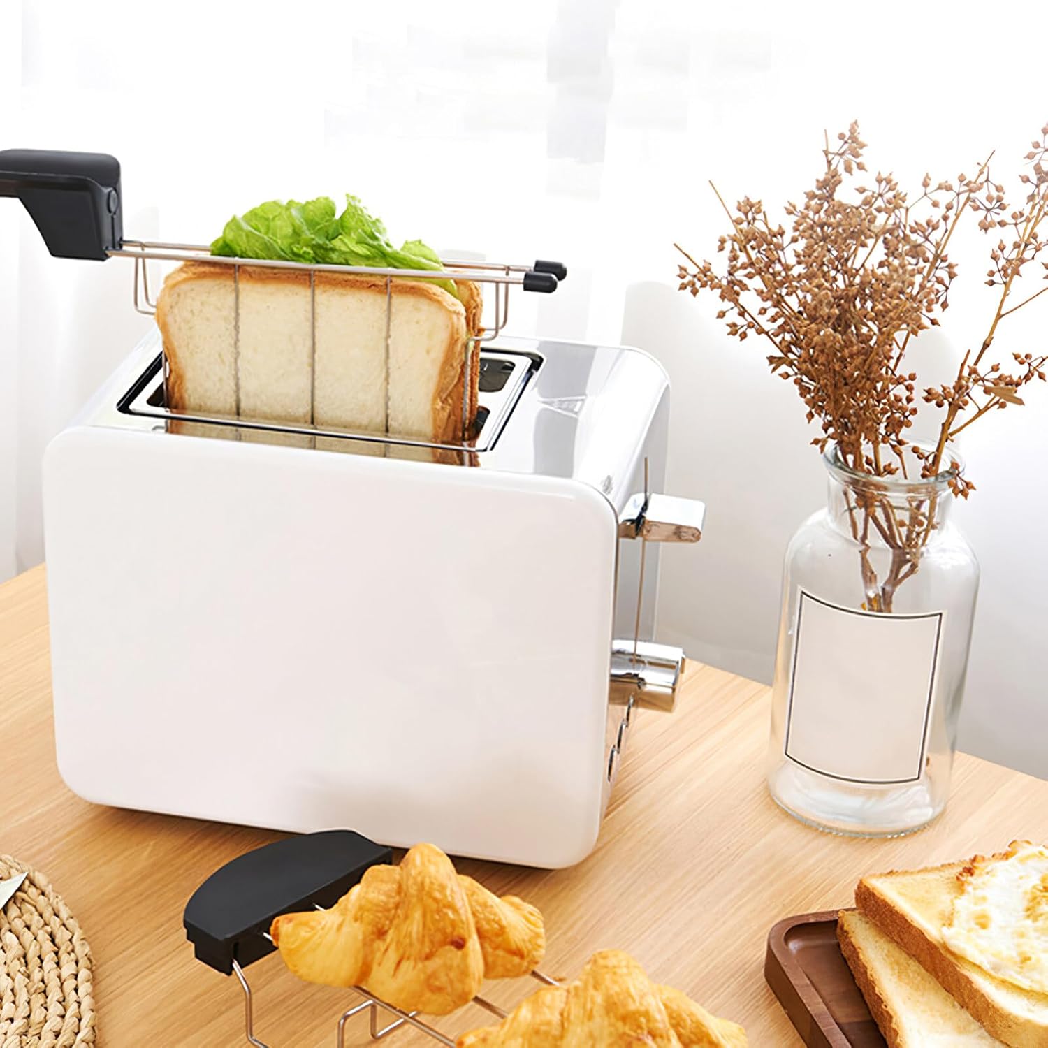 Stainless Steel Sandwich Cage for 2-Slice Toaster, Classic Toaster Sandwich Clip with Warming Rack - ABOOFAN Toaster Accessories