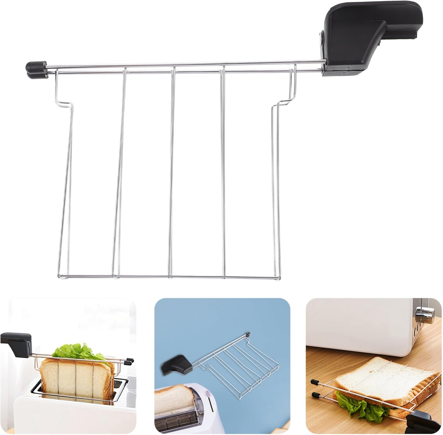Stainless Steel Sandwich Cage for 2-Slice Toaster, Classic Toaster Sandwich Clip with Warming Rack - ABOOFAN Toaster Accessories