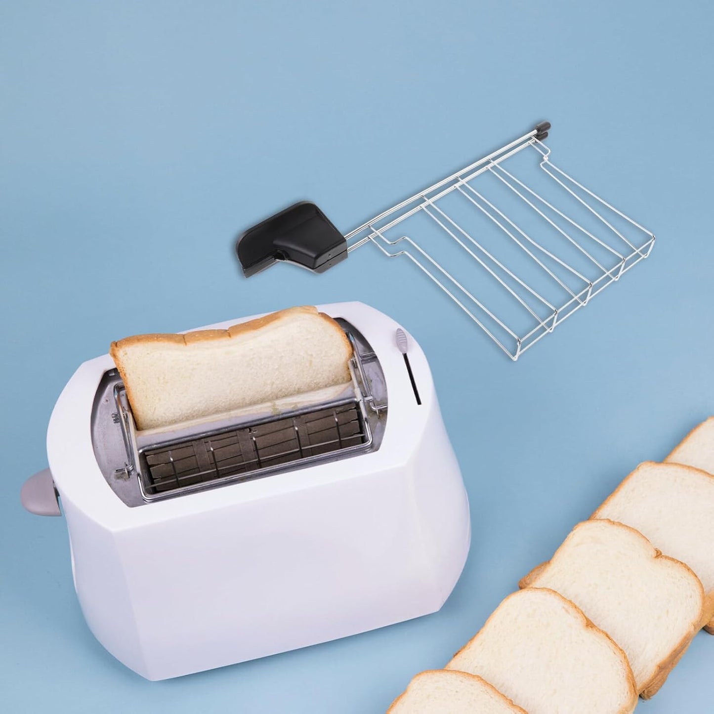 Stainless Steel Sandwich Cage for 2-Slice Toaster, Classic Toaster Sandwich Clip with Warming Rack - ABOOFAN Toaster Accessories