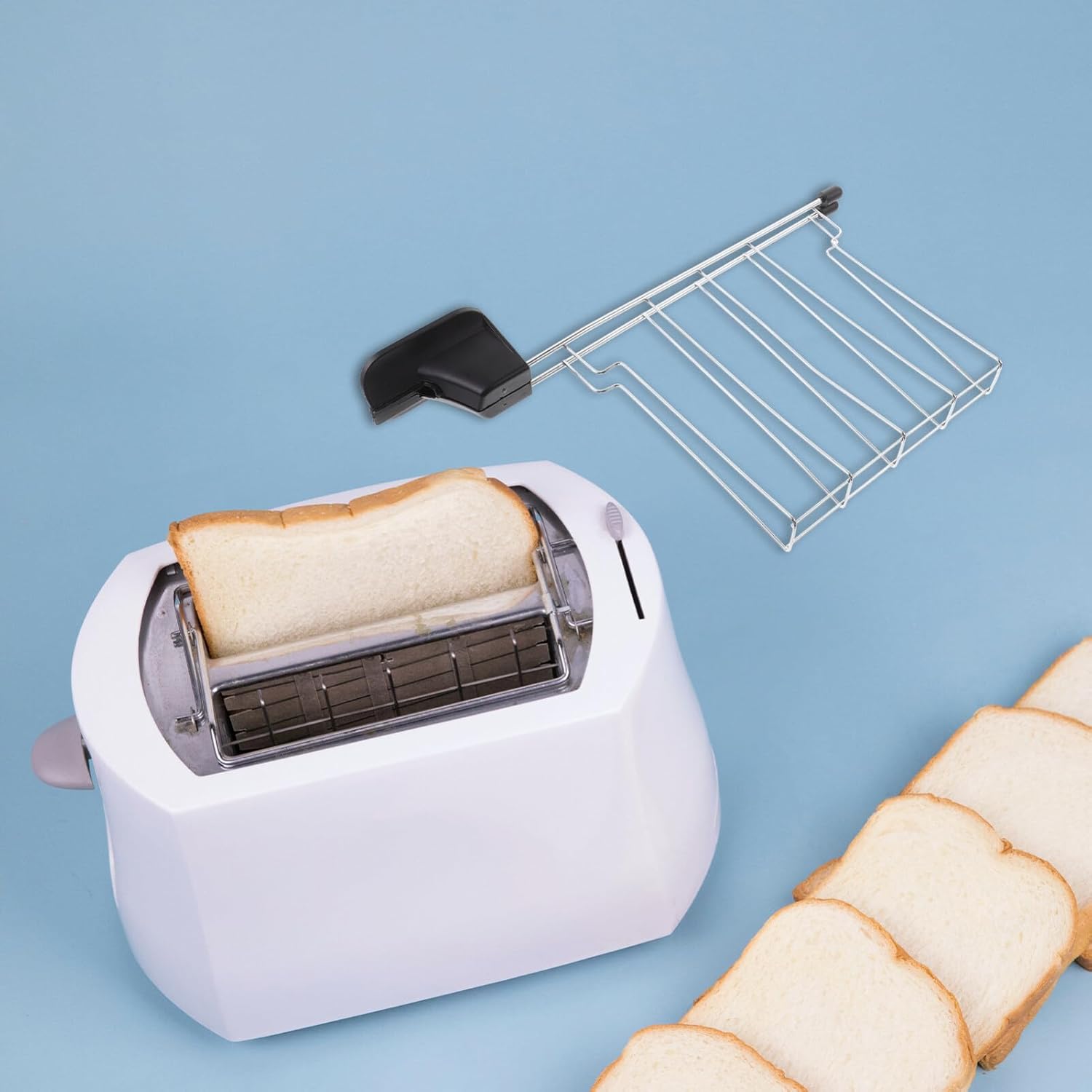 Stainless Steel Sandwich Cage for 2-Slice Toaster, Classic Toaster Sandwich Clip with Warming Rack - ABOOFAN Toaster Accessories