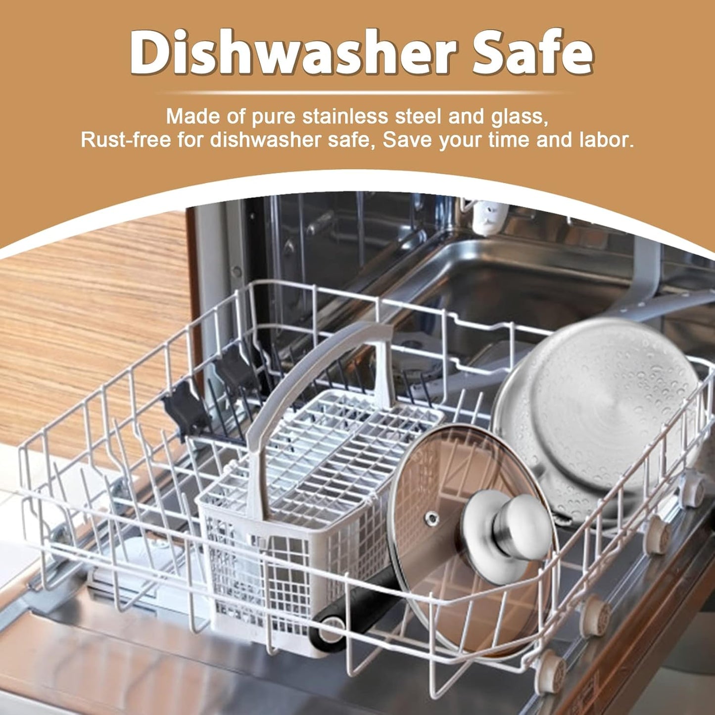 Stainless Steel Saucepan Set with Visible Lid and Heat-proof Handle, 1 QT & 2 QT, Ideal for Kitchen and Restaurant Cooking, Dishwasher Safe