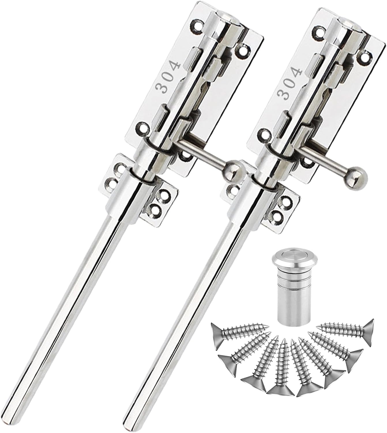 Stainless Steel Slide Bolt Gate Latch for Security Guard Door - Heavy Duty Barrel Bolt Lock with Dust Canister - Ideal for Barns, Fences, Sheds, and Basements