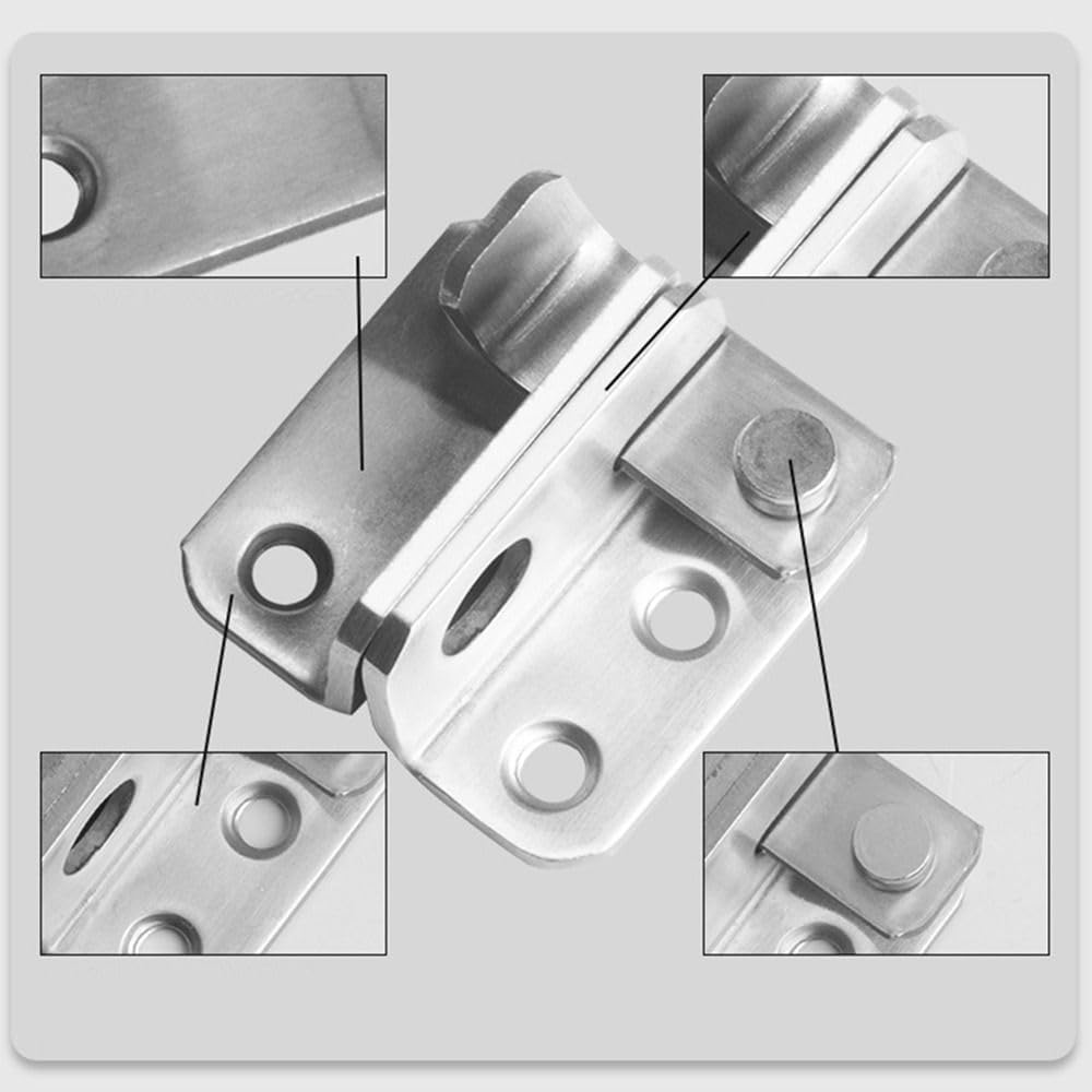 Stainless Steel Slide Bolt Gate Latch Set with Padlock for Sliding Door/Cabinet Furniture