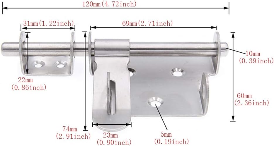 Stainless Steel Sliding Bolt Gate Latch Lock with Padlock Hole - WANLIAN