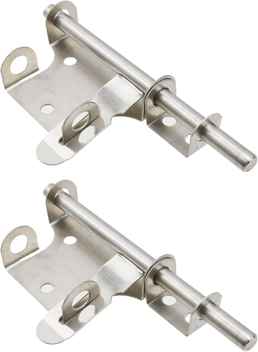 Stainless Steel Sliding Bolt Gate Latch Set with Padlock Hole - 2 Pack, 7.5 Inch