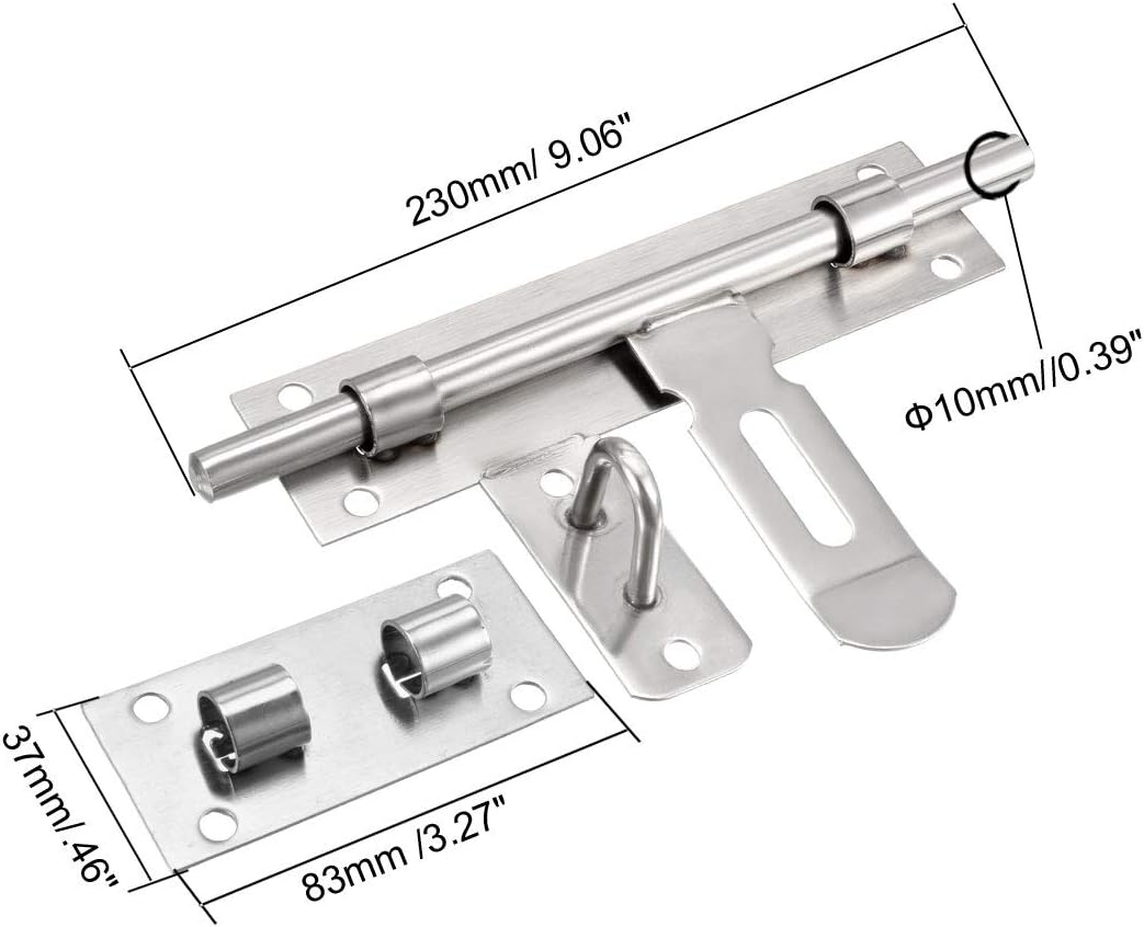 Stainless Steel Sliding Bolt Gate Latch with Padlock Hole - 10" by uxcell