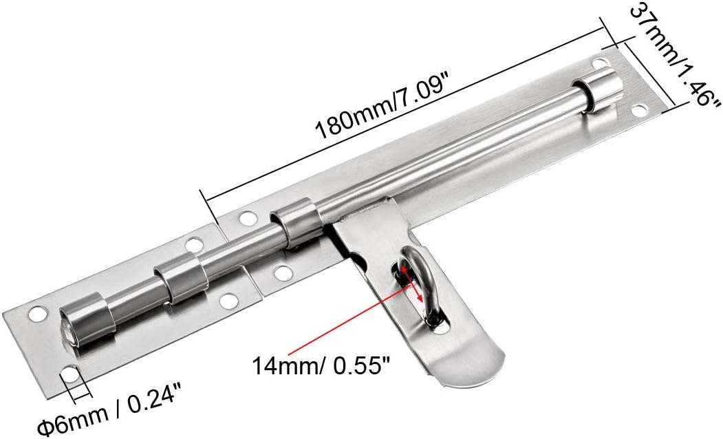 Stainless Steel Sliding Bolt Gate Latch with Padlock Hole - 10" by uxcell