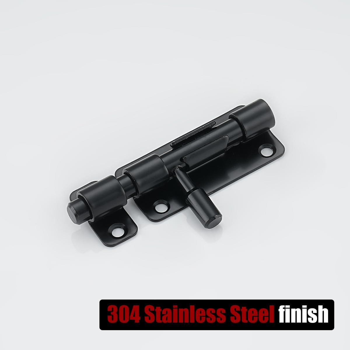 Stainless Steel Sliding Gate Latch Lock Barrel Bolt with Padlock Hole, Black Finish, 2 Pack - Heavy Duty Security Slide Latch