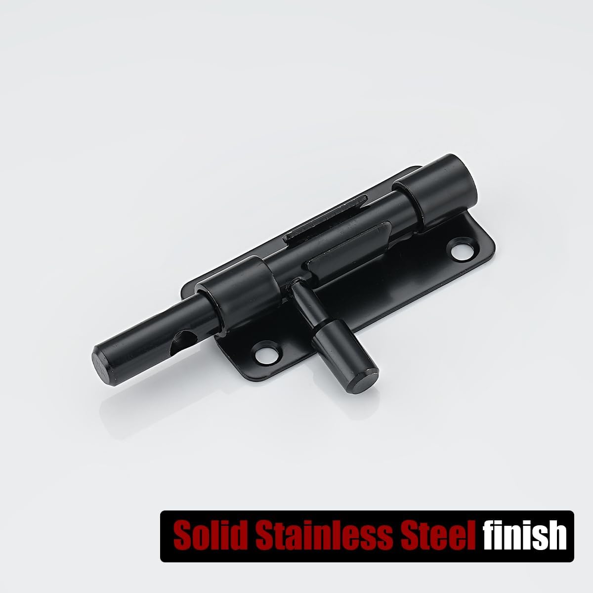 Stainless Steel Sliding Gate Latch Lock Barrel Bolt with Padlock Hole, Black Finish, 2 Pack - Heavy Duty Security Slide Latch