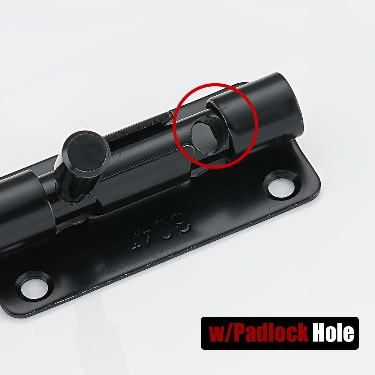 Stainless Steel Sliding Gate Latch Lock Barrel Bolt with Padlock Hole, Black Finish, 2 Pack - Heavy Duty Security Slide Latch