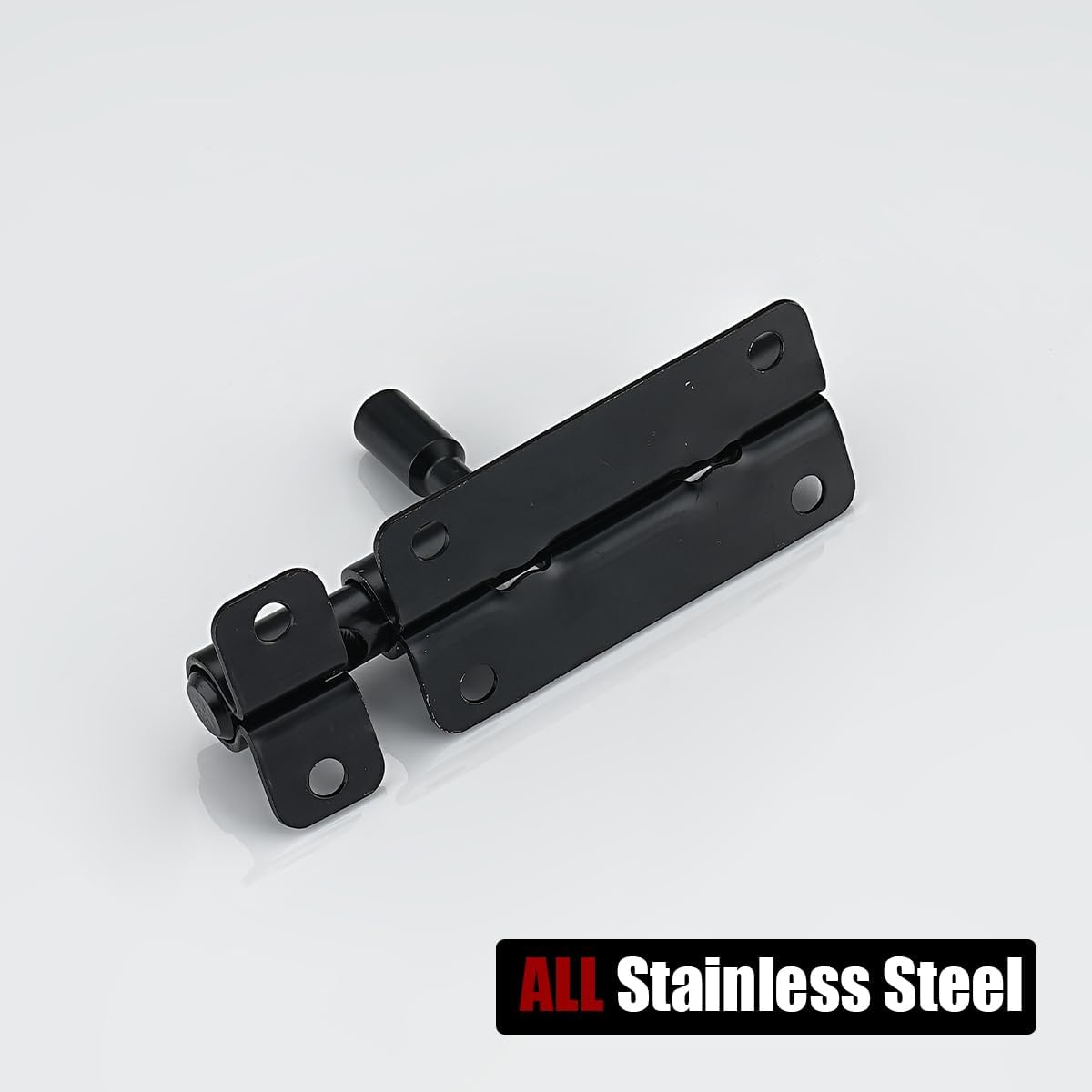 Stainless Steel Sliding Gate Latch Lock Barrel Bolt with Padlock Hole, Black Finish, 2 Pack - Heavy Duty Security Slide Latch