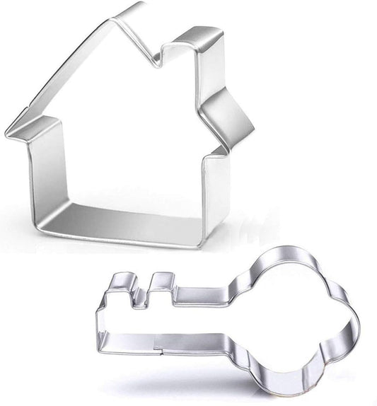 Stainless Steel Small Key and House Cookie Cutters Set by WOTOY