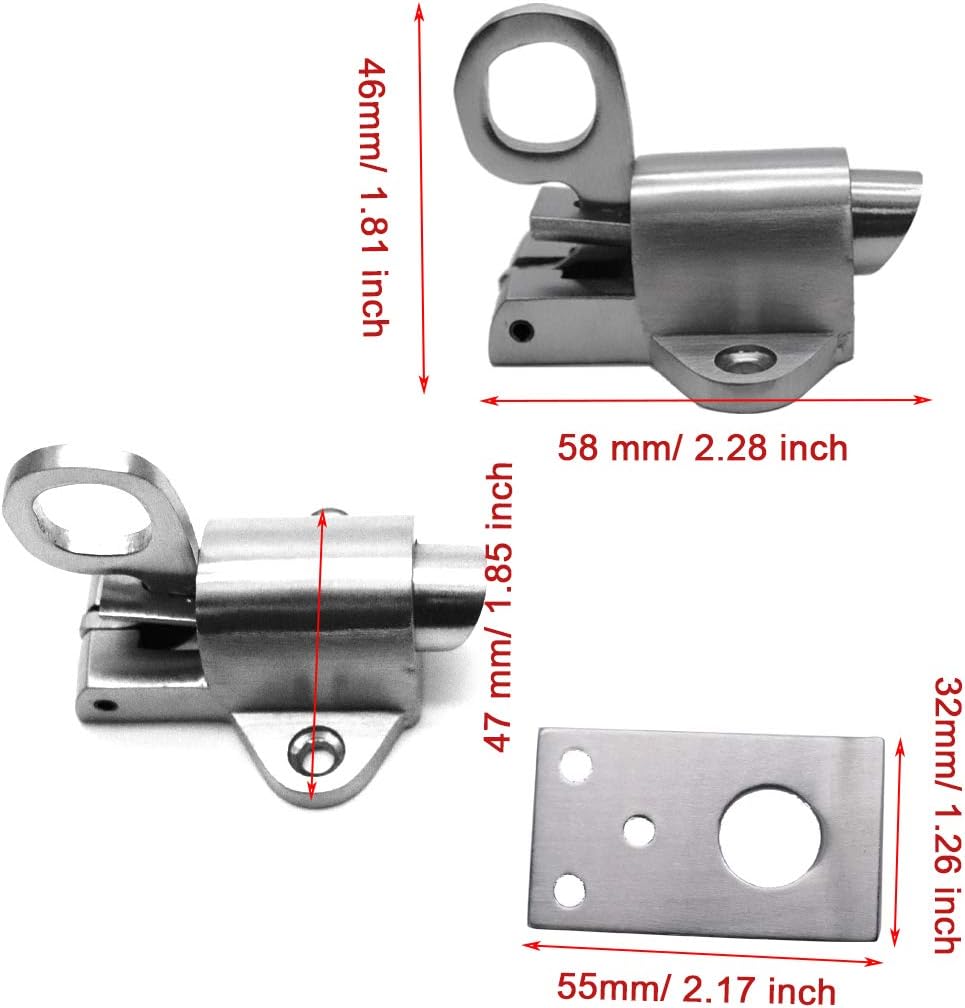 Stainless Steel Spring Bounce Door Bolt Lock for Home Window Gate Security