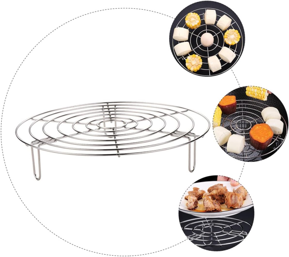 Stainless Steel Steam Rack for Cooking and Baking - Multipurpose Cooling Rack and Steamer Pot Accessory for Oven and Stovetop