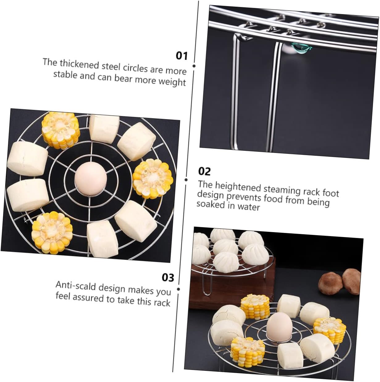 Stainless Steel Steam Rack for Cooking and Baking - Multipurpose Cooling Rack and Steamer Pot Accessory for Oven and Stovetop