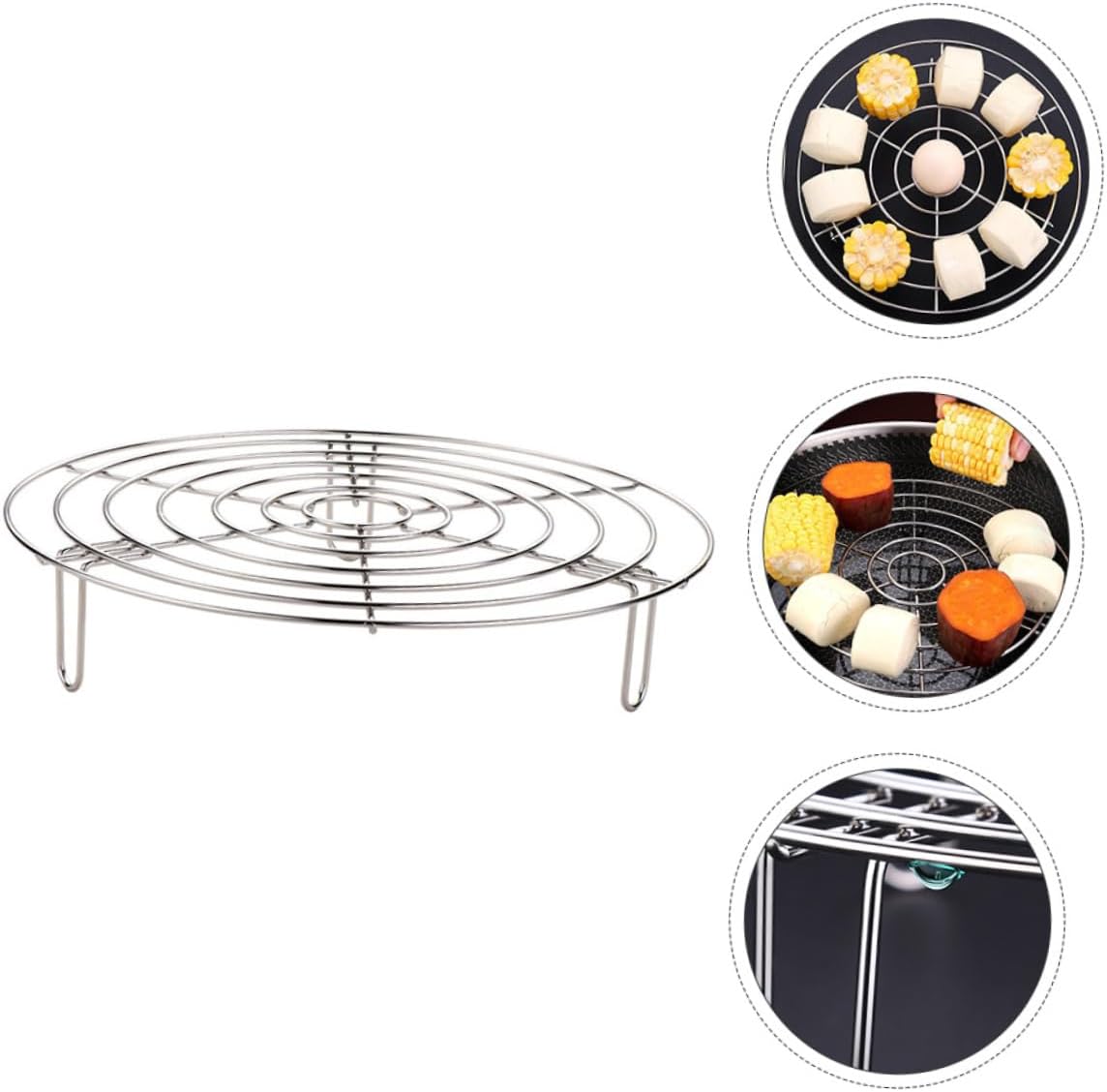Stainless Steel Steam Rack for Cooking and Baking - Multipurpose Cooling Rack and Steamer Pot Accessory for Oven and Stovetop