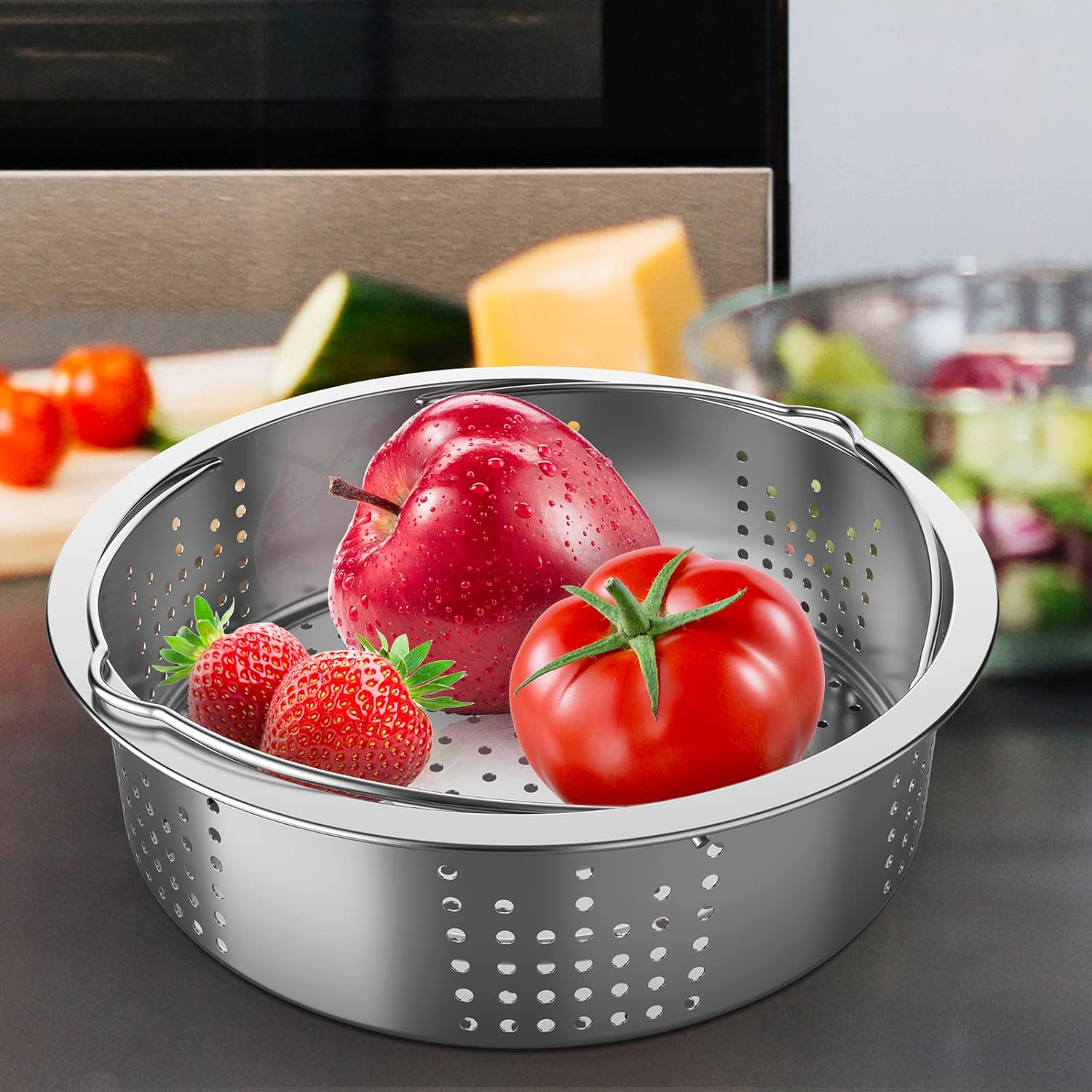 Stainless Steel Steamer Basket Rack Trio Set - Vegetable Steaming Stand for Pressure Cooker, Separator Holder Stand