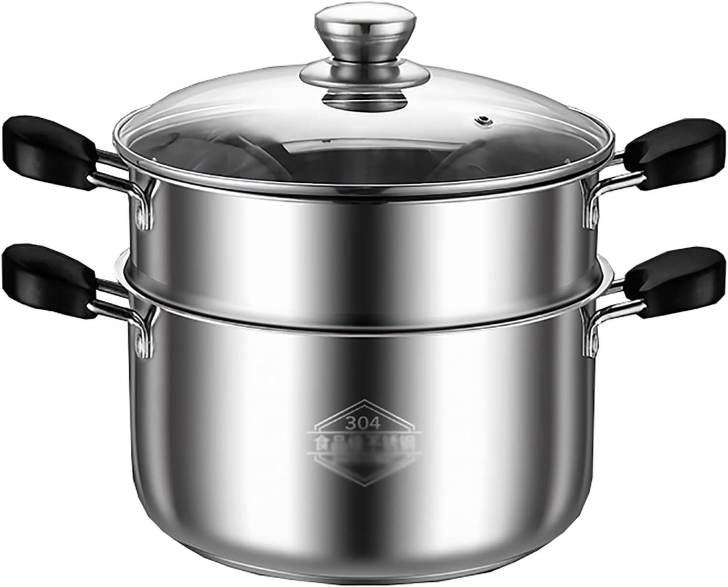 Stainless Steel Steamer Cookware Pot with 0.65mm Thick Bottom - Ideal for Steaming and Stewing (26cm)
