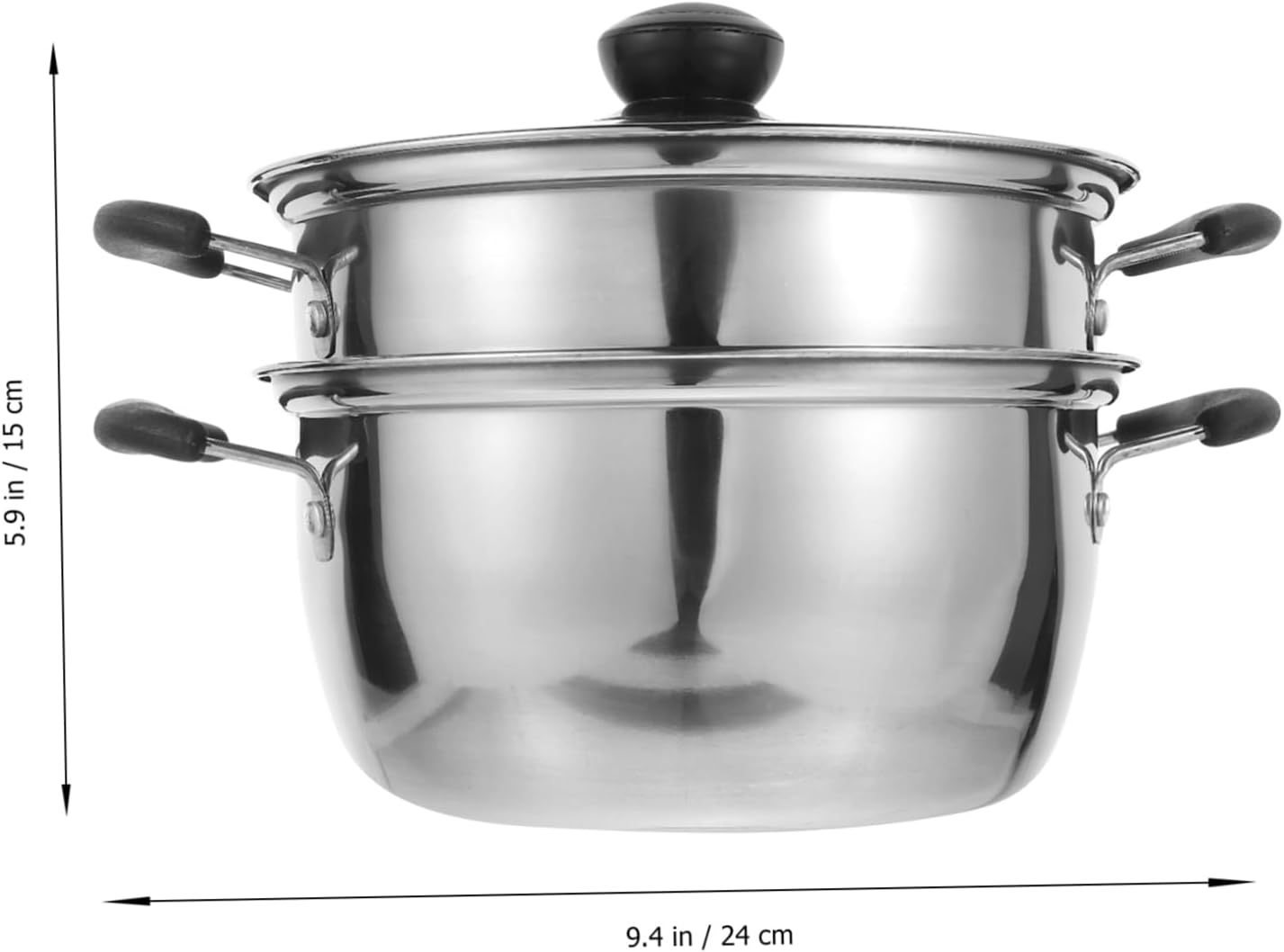 Stainless Steel Steamer Pot with Glass Lid for Instant Pasta and Rice Cooking on Induction Stove