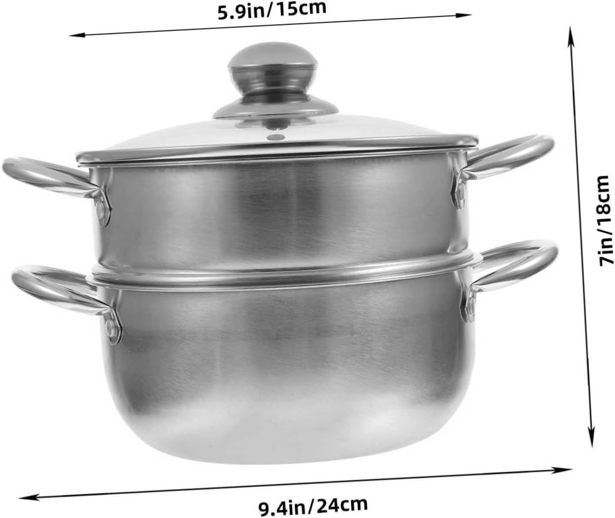Stainless Steel Steamer Pot with Glass Lid for Instant Pasta and Rice Cooking on Induction Stove