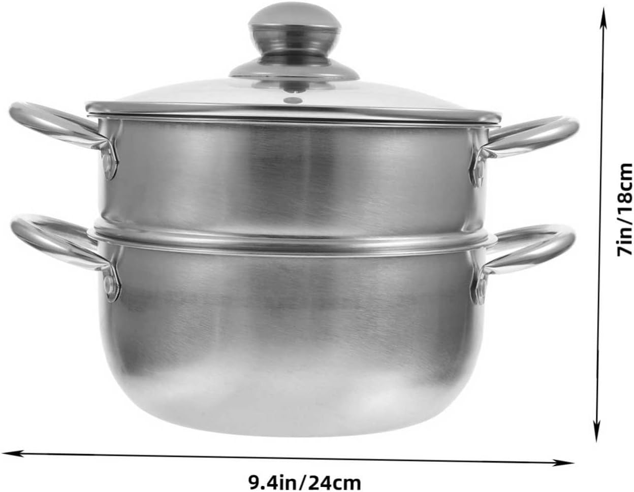 Stainless Steel Steamer Pot with Glass Lid for Instant Pasta and Rice Cooking on Induction Stove