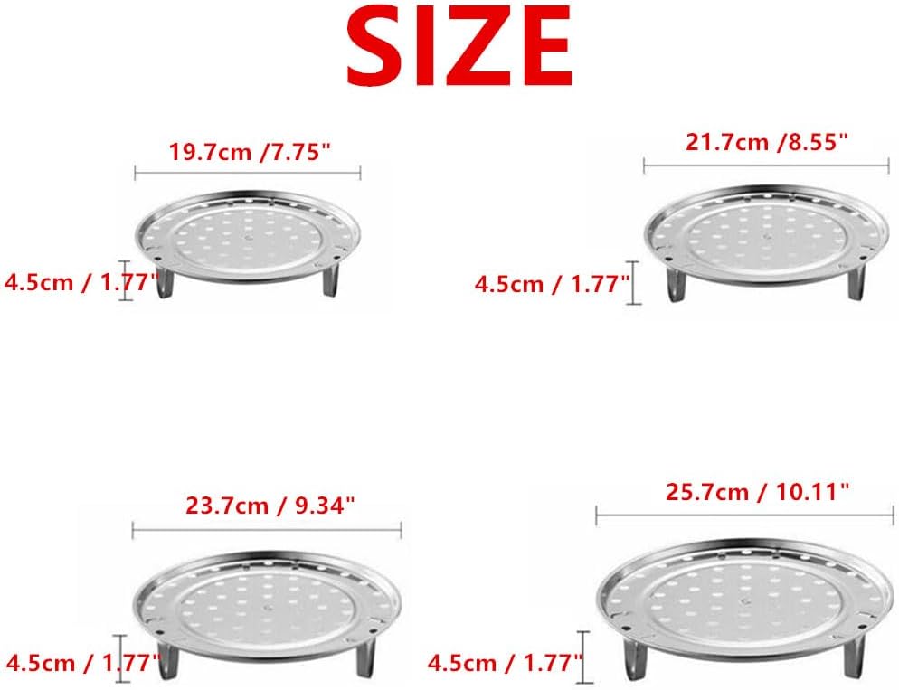 Stainless Steel Steamer Rack Set for Pressure Cooker, 4-Pack with 7.7" to 10" Diameter, Thicken Canner Steaming Stand for Cooking Vegetables and Food